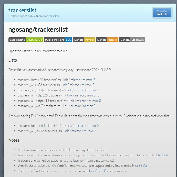 Trackerslist